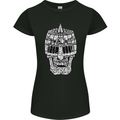 Skull Helmet Medieval  Fantasy Knight Womens Petite Cut T-Shirt Black