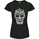 Skull Helmet Medieval  Fantasy Knight Womens Petite Cut T-Shirt Black