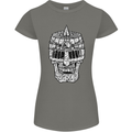 Skull Helmet Medieval  Fantasy Knight Womens Petite Cut T-Shirt Charcoal