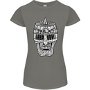 Skull Helmet Medieval  Fantasy Knight Womens Petite Cut T-Shirt Charcoal
