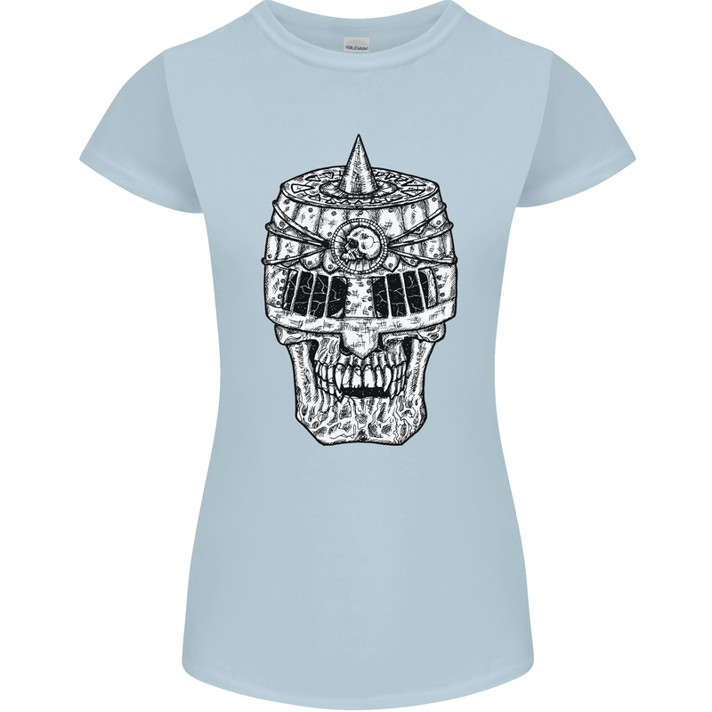 Skull Helmet Medieval  Fantasy Knight Womens Petite Cut T-Shirt Light Blue