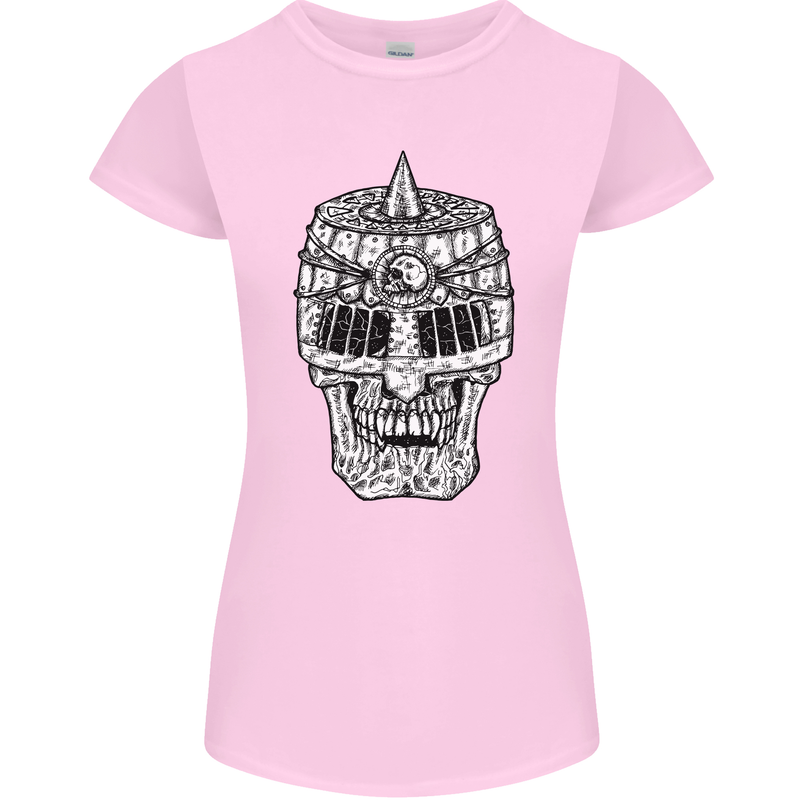 Skull Helmet Medieval  Fantasy Knight Womens Petite Cut T-Shirt Light Pink