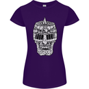 Skull Helmet Medieval  Fantasy Knight Womens Petite Cut T-Shirt Purple