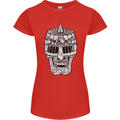 Skull Helmet Medieval  Fantasy Knight Womens Petite Cut T-Shirt Red