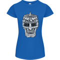 Skull Helmet Medieval  Fantasy Knight Womens Petite Cut T-Shirt Royal Blue