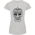 Skull Helmet Medieval  Fantasy Knight Womens Petite Cut T-Shirt Sports Grey