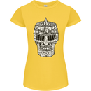 Skull Helmet Medieval  Fantasy Knight Womens Petite Cut T-Shirt Yellow