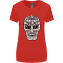 Skull Helmet Medieval  Fantasy Knight Womens Wider Cut T-Shirt Red