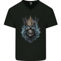Skull King Mens V-Neck Cotton T-Shirt Black