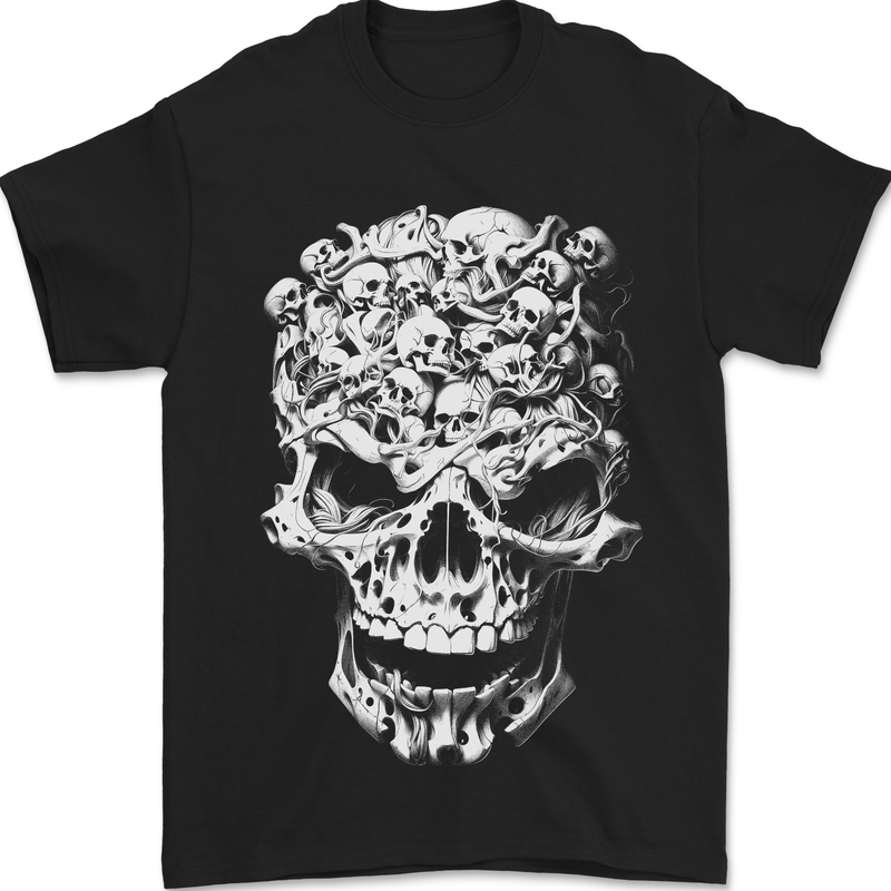 Skull Made of Skulls Heavy Metal Rock Music Mens T-Shirt 100% Cotton Black