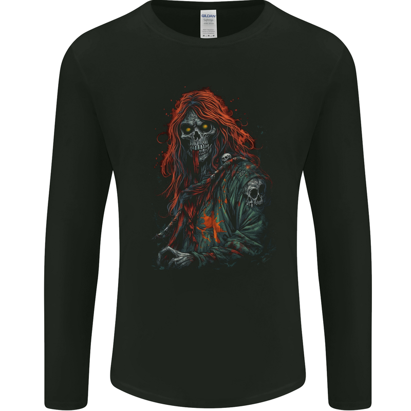 Skull Punk From Hell Grim Reaper Skull Mens Long Sleeve T-Shirt Black