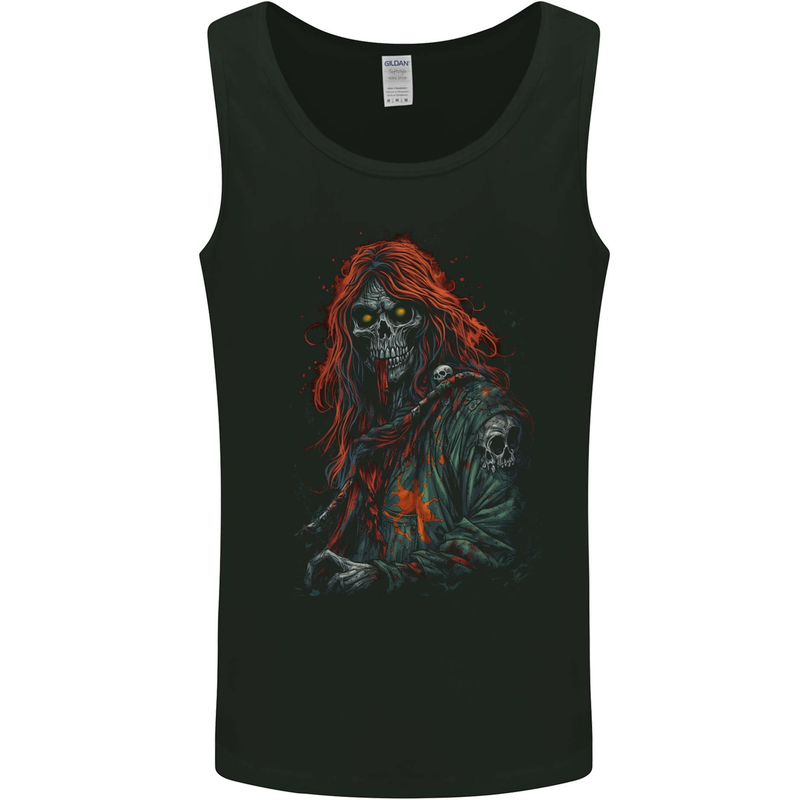 Skull Punk From Hell Grim Reaper Skull Mens Vest Tank Top Black