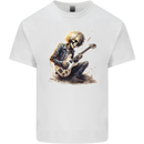 Skull Punk Rock n Roll Heavy Metal Electric Guitar Mens Cotton T-Shirt Tee Top White