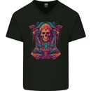 Skull Resurrection Mens V-Neck Cotton T-Shirt Black