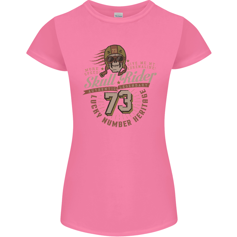 Skull Rider Motorcycle Biker Motorbike Womens Petite Cut T-Shirt