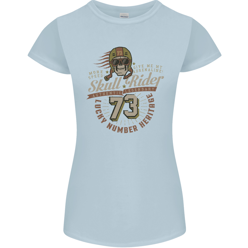 Skull Rider Motorcycle Biker Motorbike Womens Petite Cut T-Shirt