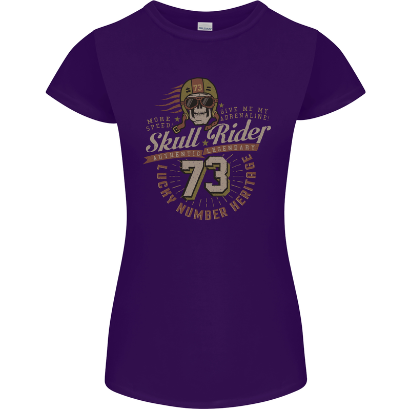 Skull Rider Motorcycle Biker Motorbike Womens Petite Cut T-Shirt