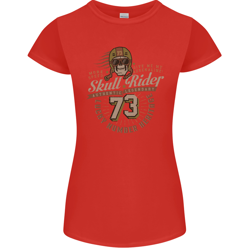 Skull Rider Motorcycle Biker Motorbike Womens Petite Cut T-Shirt