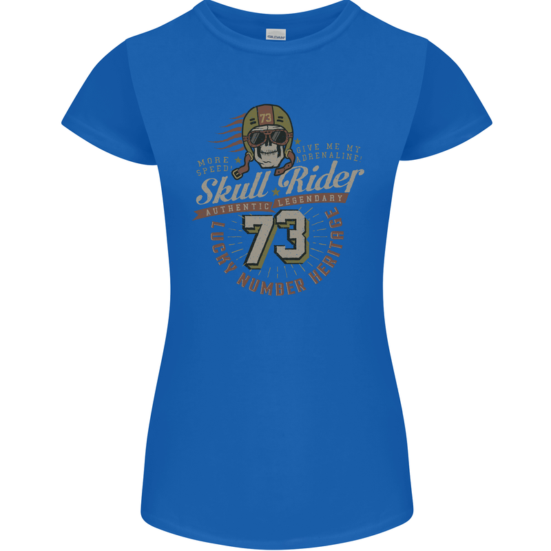 Skull Rider Motorcycle Biker Motorbike Womens Petite Cut T-Shirt