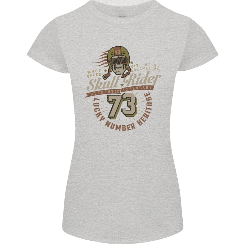 Skull Rider Motorcycle Biker Motorbike Womens Petite Cut T-Shirt