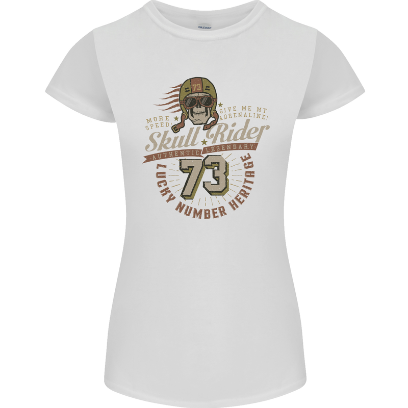 Skull Rider Motorcycle Biker Motorbike Womens Petite Cut T-Shirt