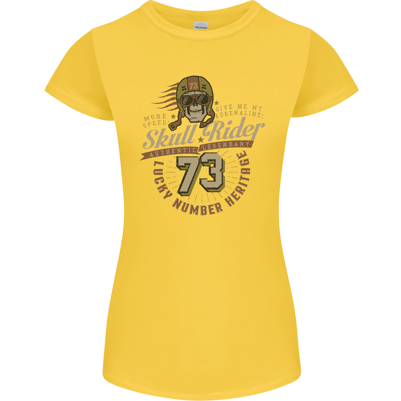 Skull Rider Motorcycle Biker Motorbike Womens Petite Cut T-Shirt