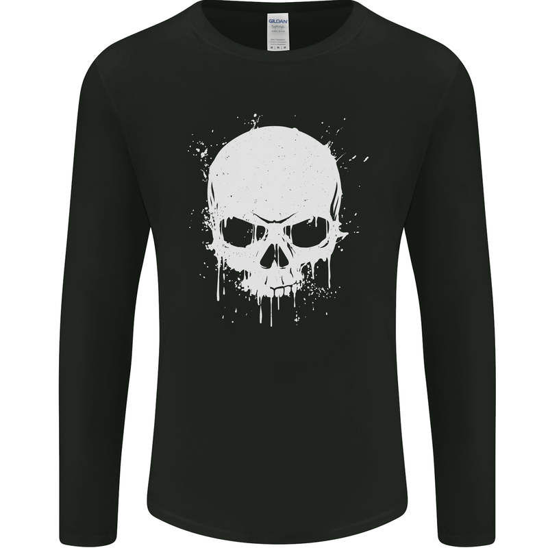 Skull Splatter Mens Long Sleeve T-Shirt Black