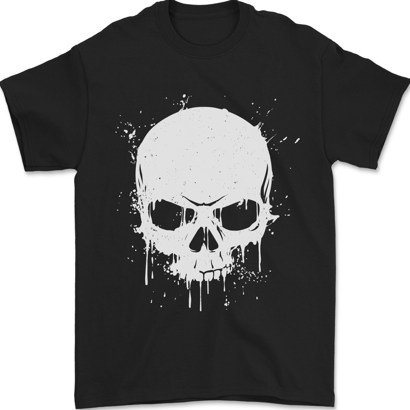 Skull Splatter Mens T-Shirt 100% Cotton Black