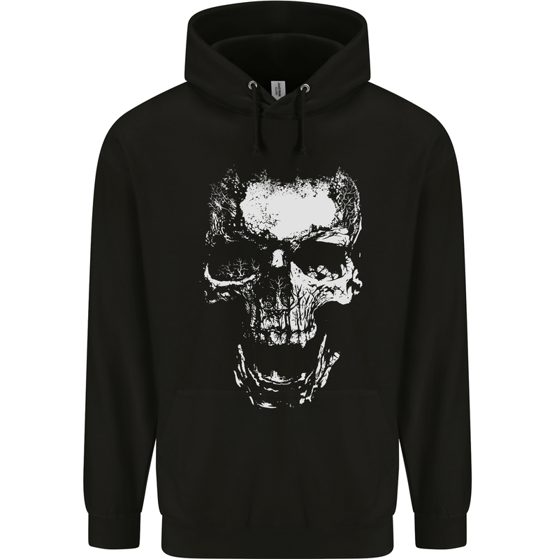 Skull White Childrens Kids Hoodie Black