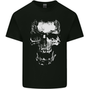 Skull White Mens Cotton T-Shirt Tee Top Black