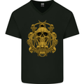 Skull of the Ages Mens V-Neck Cotton T-Shirt Black