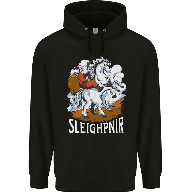 Sleighpnir Funny Viking Christmas Xmas Sleipnir Childrens Kids Hoodie Black