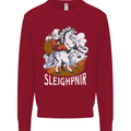 Sleighpnir Funny Viking Christmas Xmas Sleipnir Kids Sweatshirt Jumper Red
