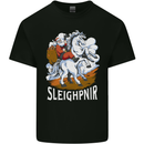Sleighpnir Funny Viking Christmas Xmas Sleipnir Mens Cotton T-Shirt Tee Top Black