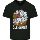 Sleighpnir Funny Viking Christmas Xmas Sleipnir Mens V-Neck Cotton T-Shirt Black