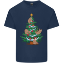 Sloth Christmas Tree Xmas Kids T-Shirt Childrens Navy Blue