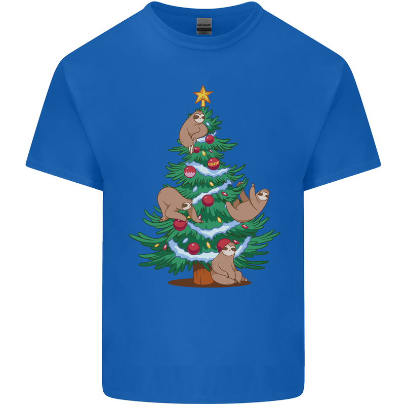 Sloth Christmas Tree Xmas Kids T-Shirt Childrens Royal Blue
