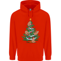 Sloth Christmas Tree Xmas Mens 80% Cotton Hoodie Bright Red