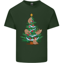 Sloth Christmas Tree Xmas Mens Cotton T-Shirt Tee Top Forest Green