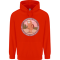 Sloth Hiking Team Funny Trekking Walking Childrens Kids Hoodie Bright Red