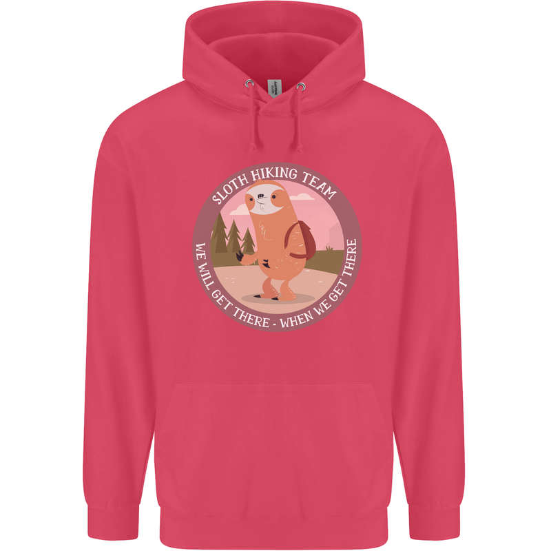Sloth Hiking Team Funny Trekking Walking Childrens Kids Hoodie Heliconia