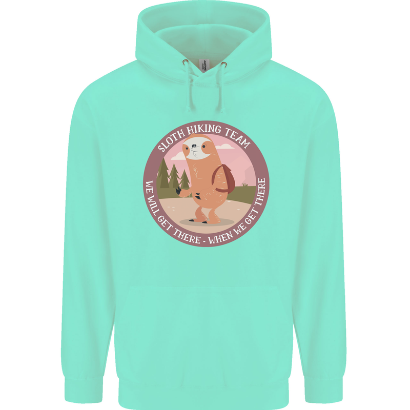 Sloth Hiking Team Funny Trekking Walking Childrens Kids Hoodie Peppermint