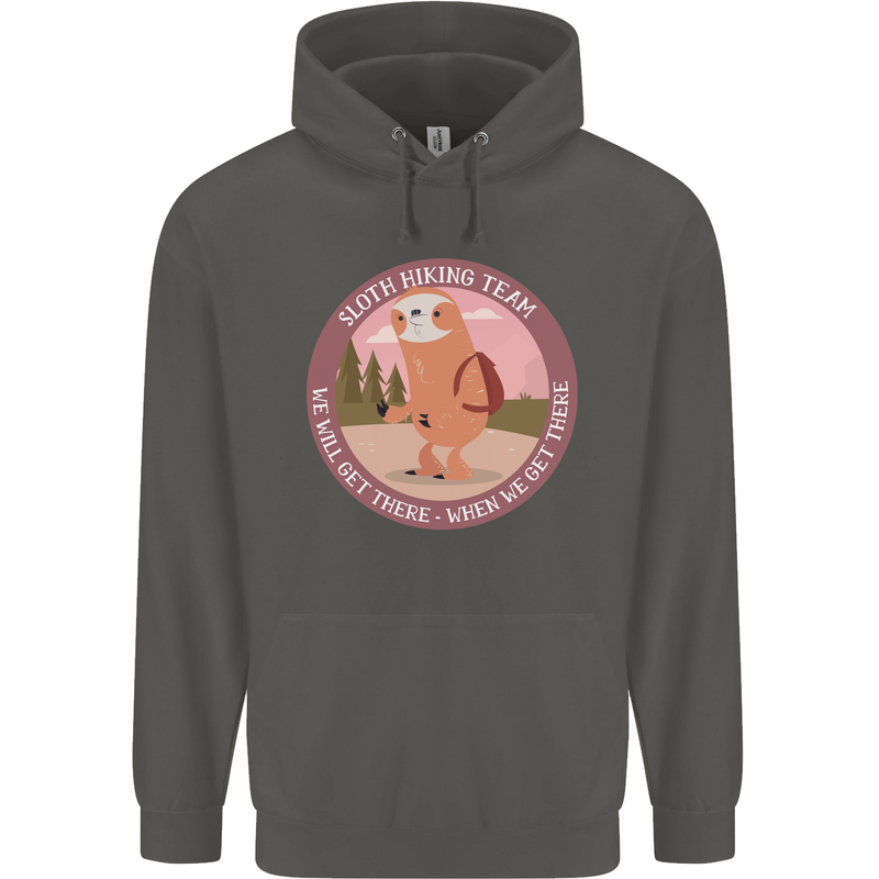 Sloth Hiking Team Funny Trekking Walking Childrens Kids Hoodie Storm Grey