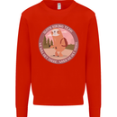 Sloth Hiking Team Funny Trekking Walking Kids Sweatshirt Jumper Bright Red