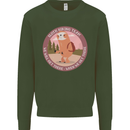 Sloth Hiking Team Funny Trekking Walking Kids Sweatshirt Jumper Forest Green