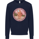 Sloth Hiking Team Funny Trekking Walking Kids Sweatshirt Jumper Navy Blue