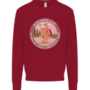 Sloth Hiking Team Funny Trekking Walking Kids Sweatshirt Jumper Red