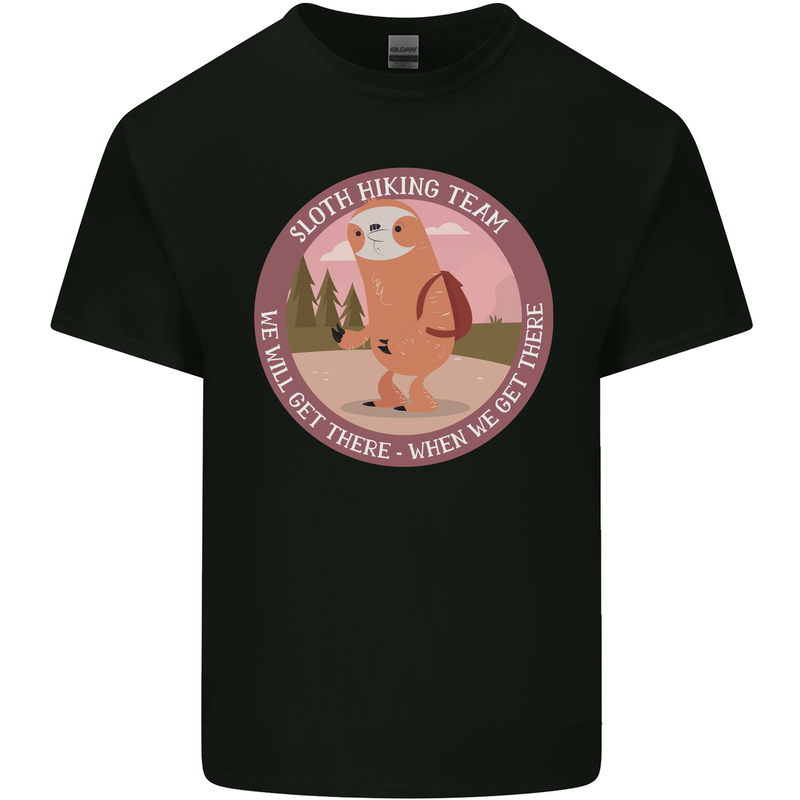 Sloth Hiking Team Funny Trekking Walking Kids T-Shirt Childrens Black