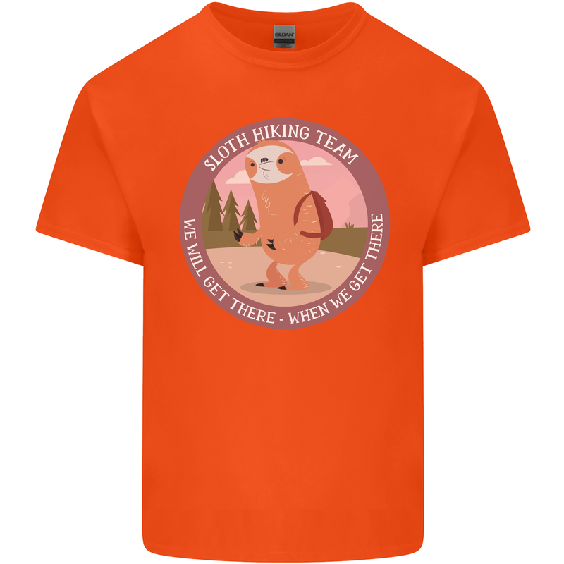 Sloth Hiking Team Funny Trekking Walking Kids T-Shirt Childrens Orange