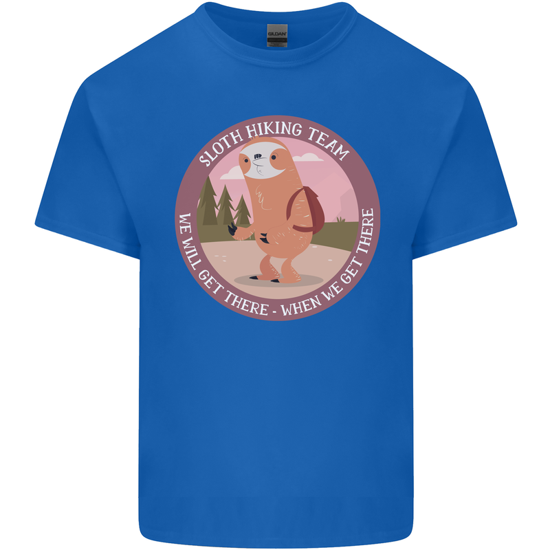 Sloth Hiking Team Funny Trekking Walking Kids T-Shirt Childrens Royal Blue